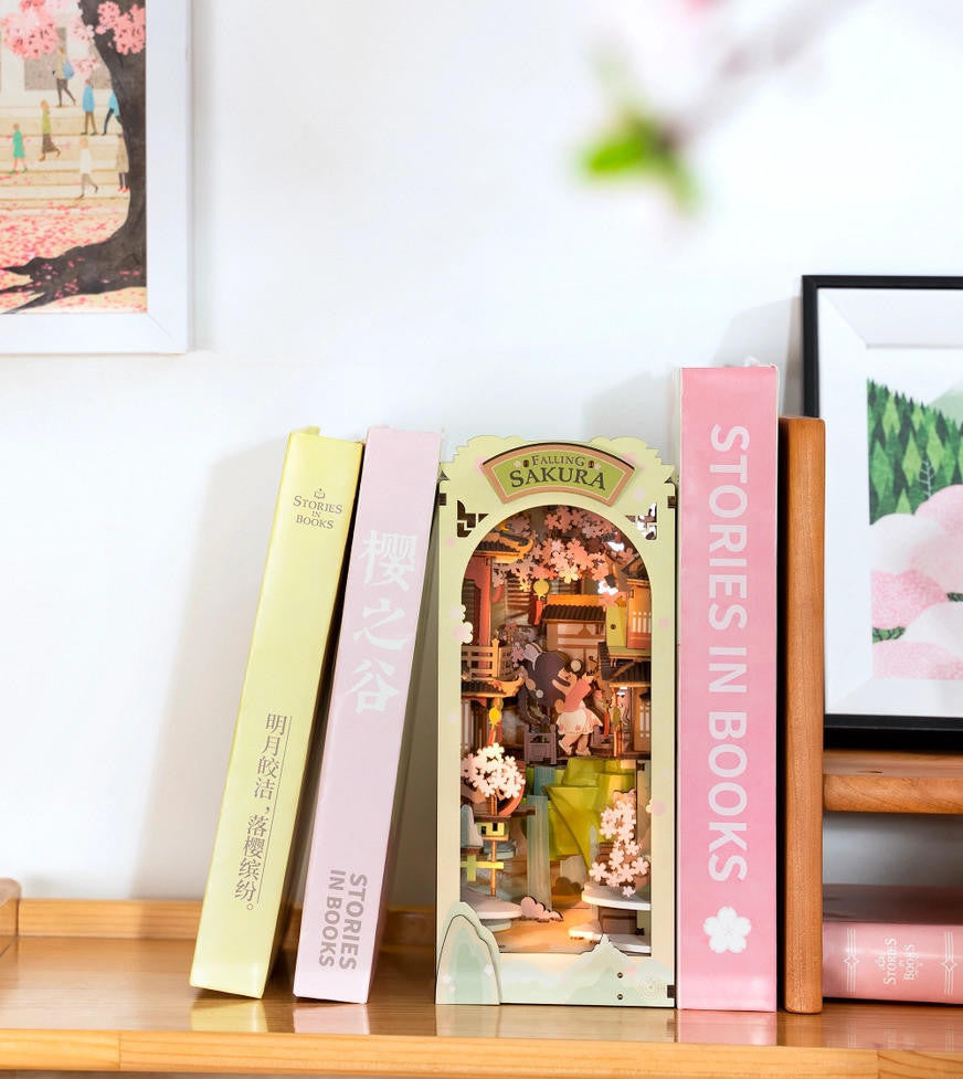 Hands Craft DIY Miniature House Book Nook Kit: Falling Sakura